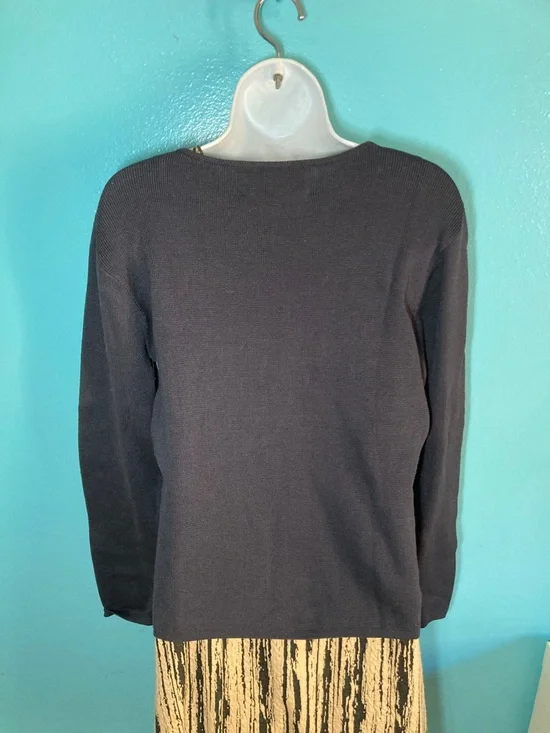 Peruvian Connection Womens Size Large Cotton Knit Dark Navy Blue Sweater - Picture 7 of 8